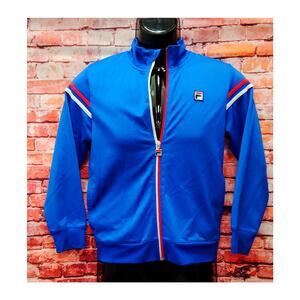 Fila Track Jacket Youth 10/12 Blue Logo Pockets Long Sleeve Mock Neck Full Zip